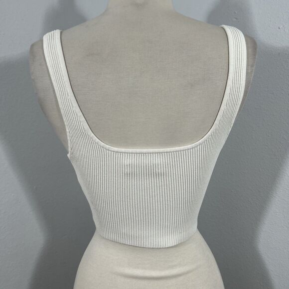 Aritzia Babaton Tank Top Womens M‎ Square Neck Off White Ribbed  Minimalist Y2K - Picture 3 of 7